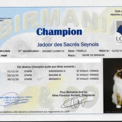 Championne de  France Jadoor sans adresse